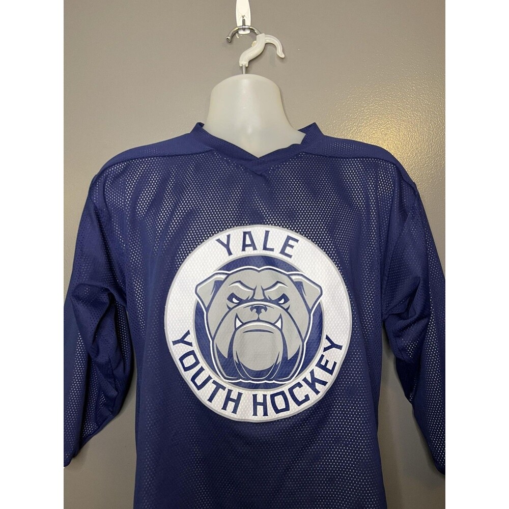 Yale Bulldogs Athletic Knit Jersey Kids XL Blue Youth Hockey Reversible Mesh